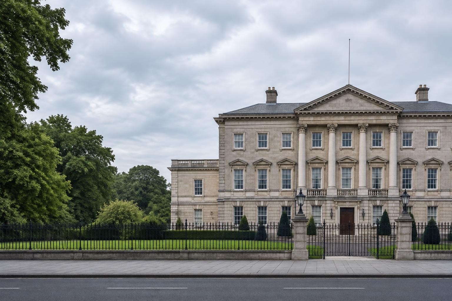 An illustration of Leinster House, home of Dáil Éireann